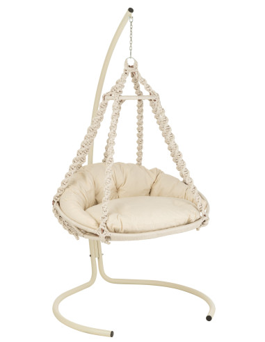 J-LineChaise suspendue + coussin en corde/métal blanc en forme de poulpe