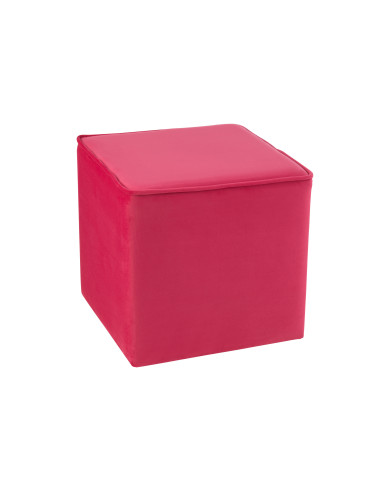 Pouf Cube Velours Rose VifJ-Line