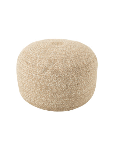 Pouf extérieur Miami en poly naturel/blancJ-Line