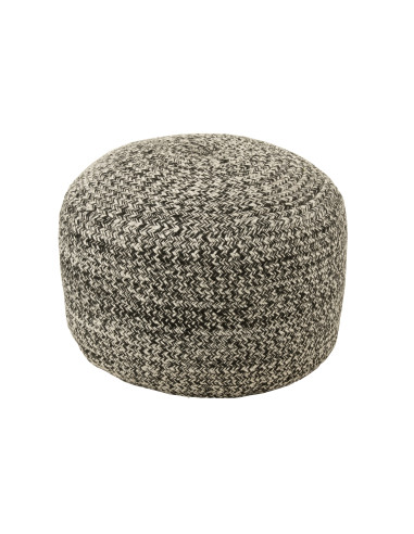 Pouf extérieur Miami en poly noir/blancJ-Line