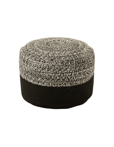 Pouf extérieur Miami Strip en poly noir/blancJ-Line