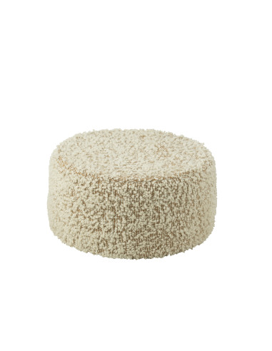 Pouf rond en coton/polyester bouclé camel/crèmeJ-Line