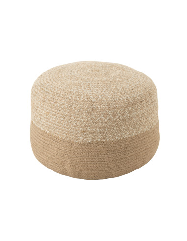 Pouf extérieur Miami Strip en poly naturel/blancJ-Line