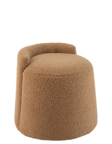 Pouf Teddy Round+Back Bouclé CamelJ-Line