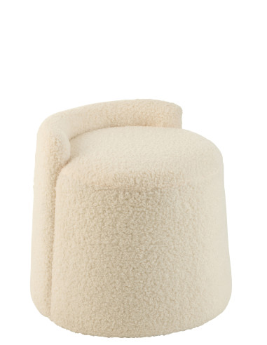 Pouf Teddy Round+Back Bouclé BlancJ-Line