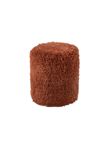 Pouf en polyester shaggy cylindrique briqueJ-Line