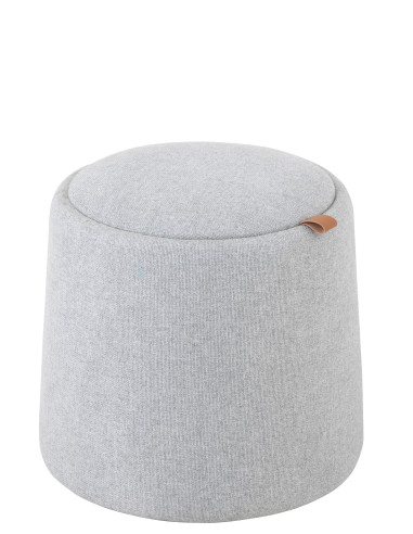 Pouf/Table d'appoint ronde en textile/bois gris clairJ-Line