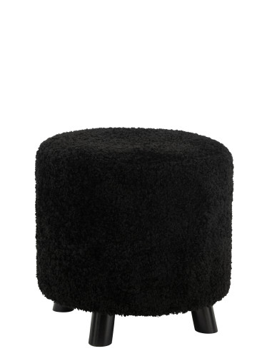 Pouf Patte de mouton en polyester noirJ-Line