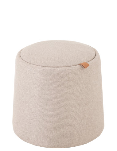 Pouf/Table d'appoint ronde en textile/bois beigeJ-Line