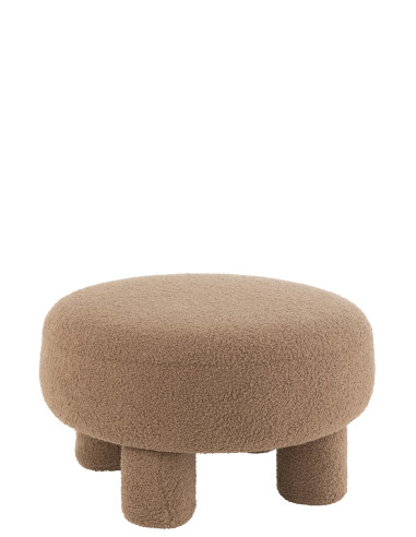 Tabouret rond, pieds en peluche marron.J-Line