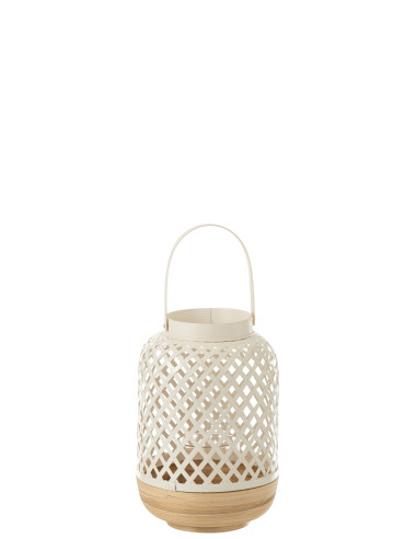 J-LineLanterne Evi Bambou Blanc Petite