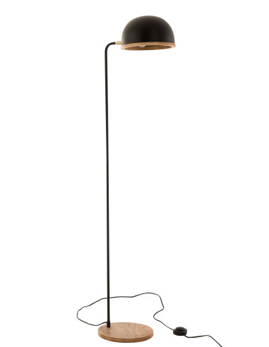 Lampe sur pied Evy en fer/bois noir/naturelJ-Line