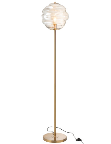 Lampe de sol en verre nid d'abeille cognacJ-Line