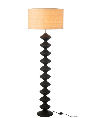 Lampe sur pied Chenille en bois de peuplier noir/naturelJ-Line