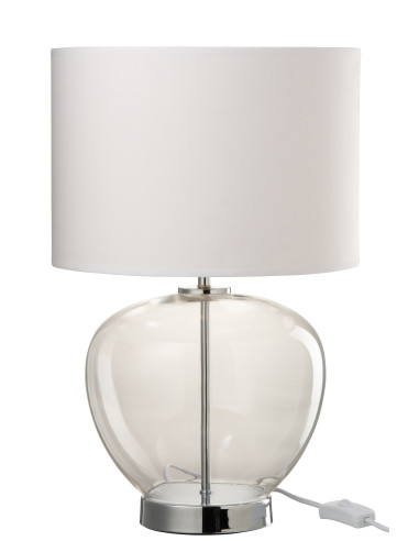 Lampe en verre transparent/textile argent/blancJ-Line