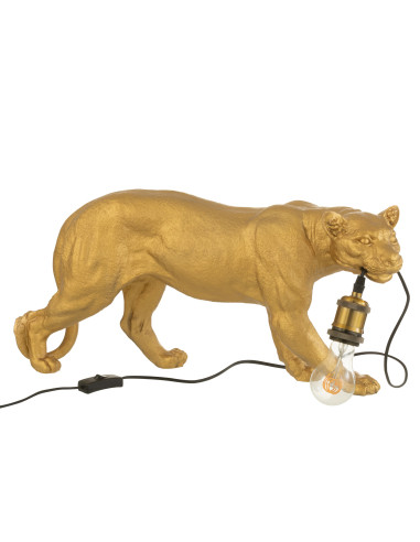 Lampe de table Puma en résine dorée de grande tailleJ-Line