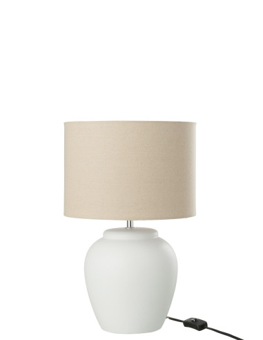 Lampe Meli + Abat-jour en céramique blanc lin petitJ-Line