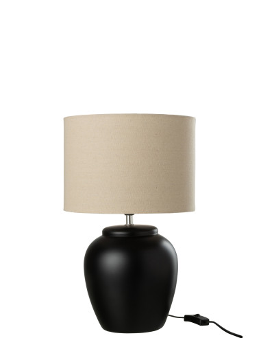 Lampe Meli + Abat-jour en céramique lin noir petitJ-Line