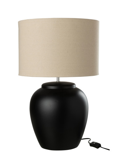 Lampe Meli + Abat-jour en céramique lin noir grandJ-Line