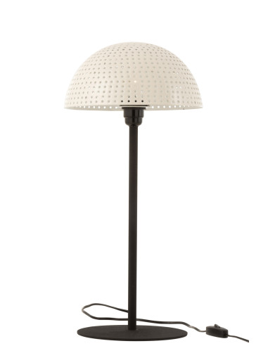 Lampe de table champignon à pois en métal brillant blanc/noir grandeJ-Line