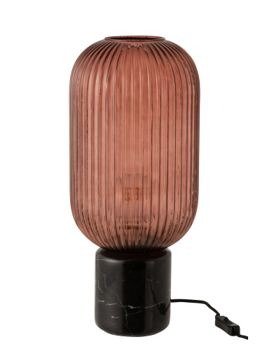 Lampe de table Yufo en verre/marbre rouge/noirJ-Line