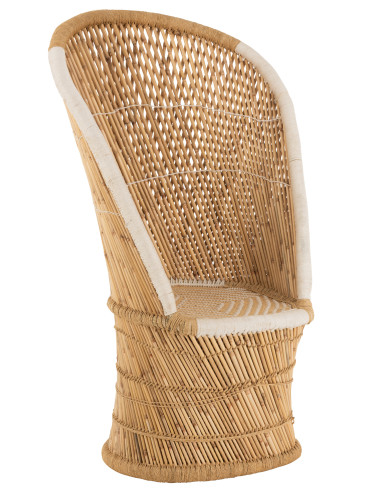 Dossier de chaise en bambou naturel/blanc pour adulteJ-Line