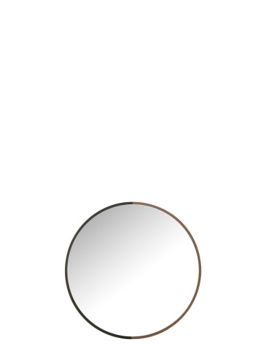 Miroir rond en métal/bois noir petitJ-Line