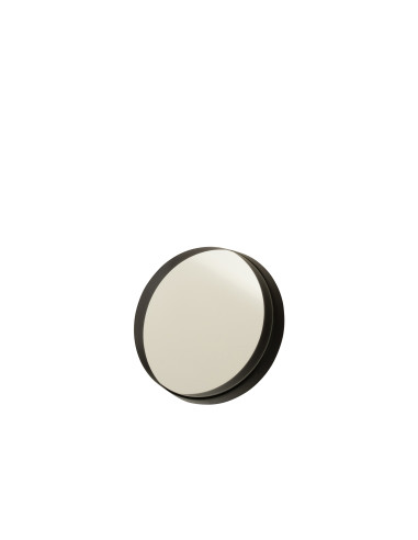 Miroir rond avec bordure en métal noir, petit.J-Line