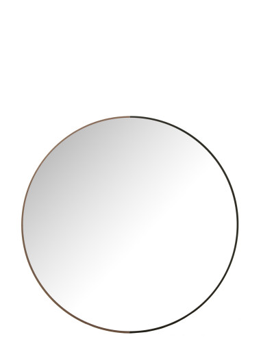 Miroir rond en métal/bois noir grandJ-Line