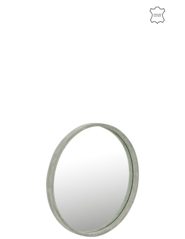 Miroir rond en cuir vert petitJ-Line