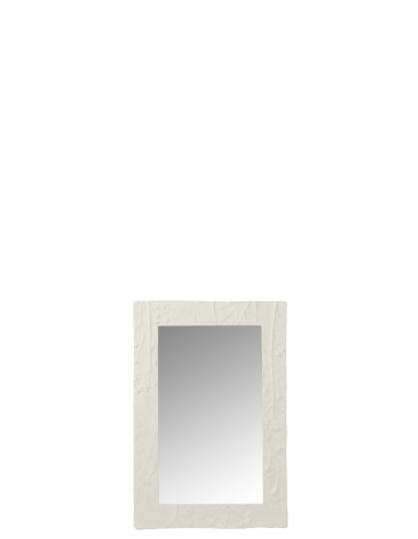 Miroir Rectangle Relief Fleur Résine Blanc PetitJ-Line