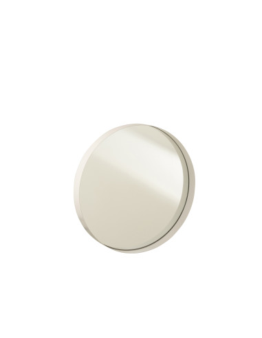 Miroir rond avec bordure en métal blanc de taille moyenneJ-Line