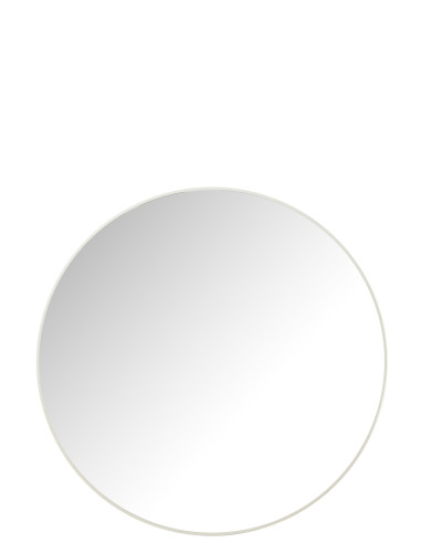 Miroir rond en verre/métal blanc grandJ-Line