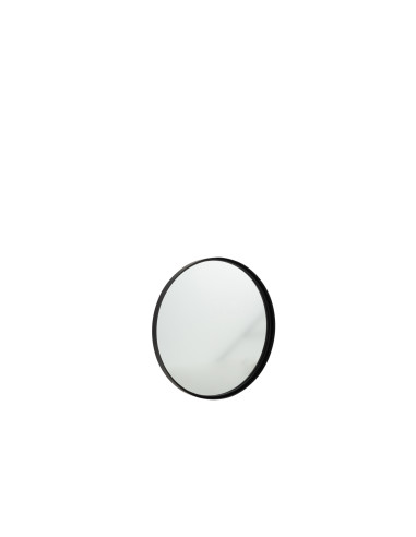 Miroir rond à bordure haute en métal/verre noir petitJ-Line