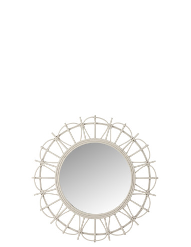 Miroir rond en bambou gris clairJ-Line