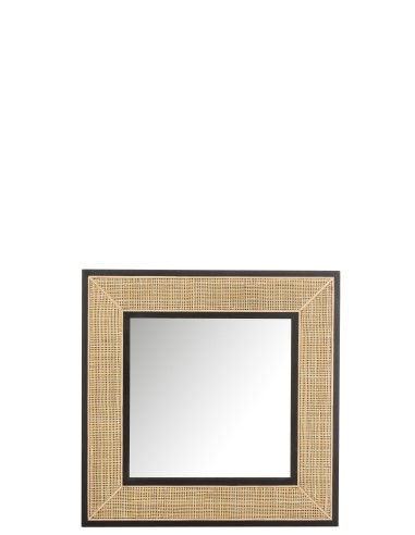 Miroir Molly en bois exotique / rotin noir petitJ-Line