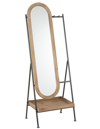 Miroir debout + étagère métal/bois marronJ-Line