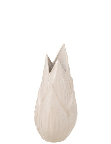 Vase Ibiza en céramique brillante beige de taille moyenneJ-Line