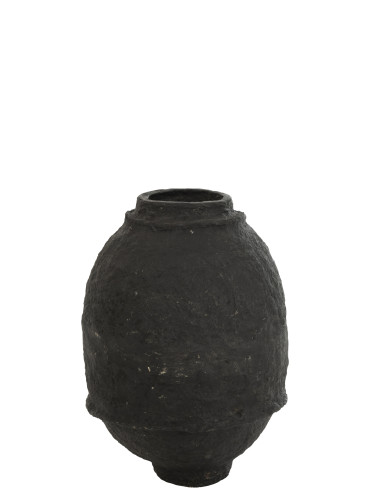 Vase en papier mâché noir de taille moyenneJ-Line