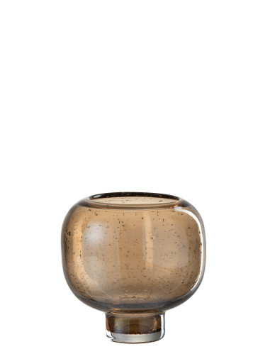 Vase Sur Pied En Verre Rond Ambre PetitJ-Line