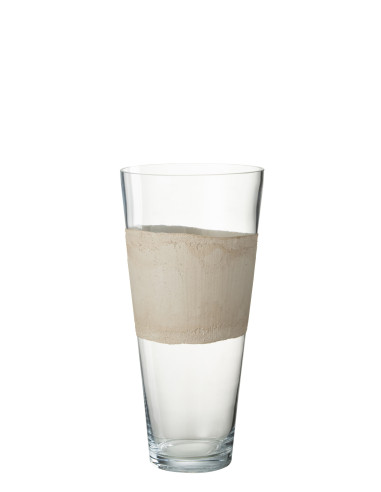 Vase en verre de Delph transparent/beige de taille moyenneJ-Line