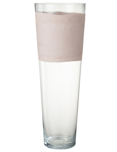 Vase en verre de Delph transparent/rose très grandJ-Line