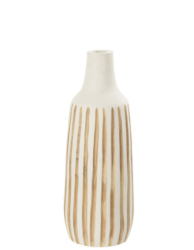 Vase en bois de Ying blanc de taille moyenneJ-Line