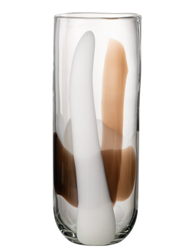 Vase Iggy en verre blanc/marron grandJ-Line