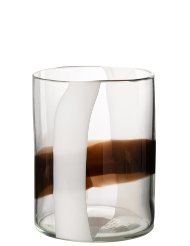 Vase Iggy en verre blanc/marron petitJ-Line