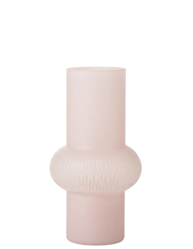 Vase à rayures en verre rose clair petitJ-Line