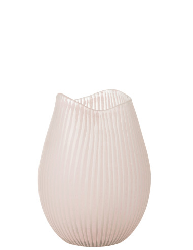 Vase à rayures en verre rose clair grandJ-Line