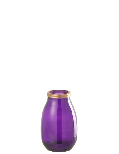 Vase en verre à bordure dorée violet petitJ-Line