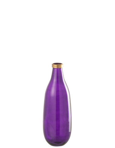 Vase en verre à bordure dorée violet de taille moyenneJ-Line