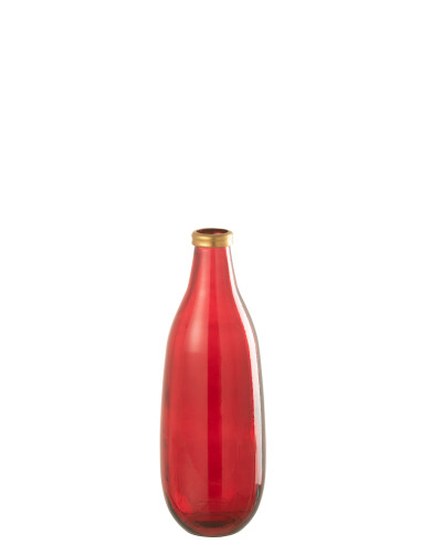 Vase en verre à bordure dorée rouge de taille moyenneJ-Line